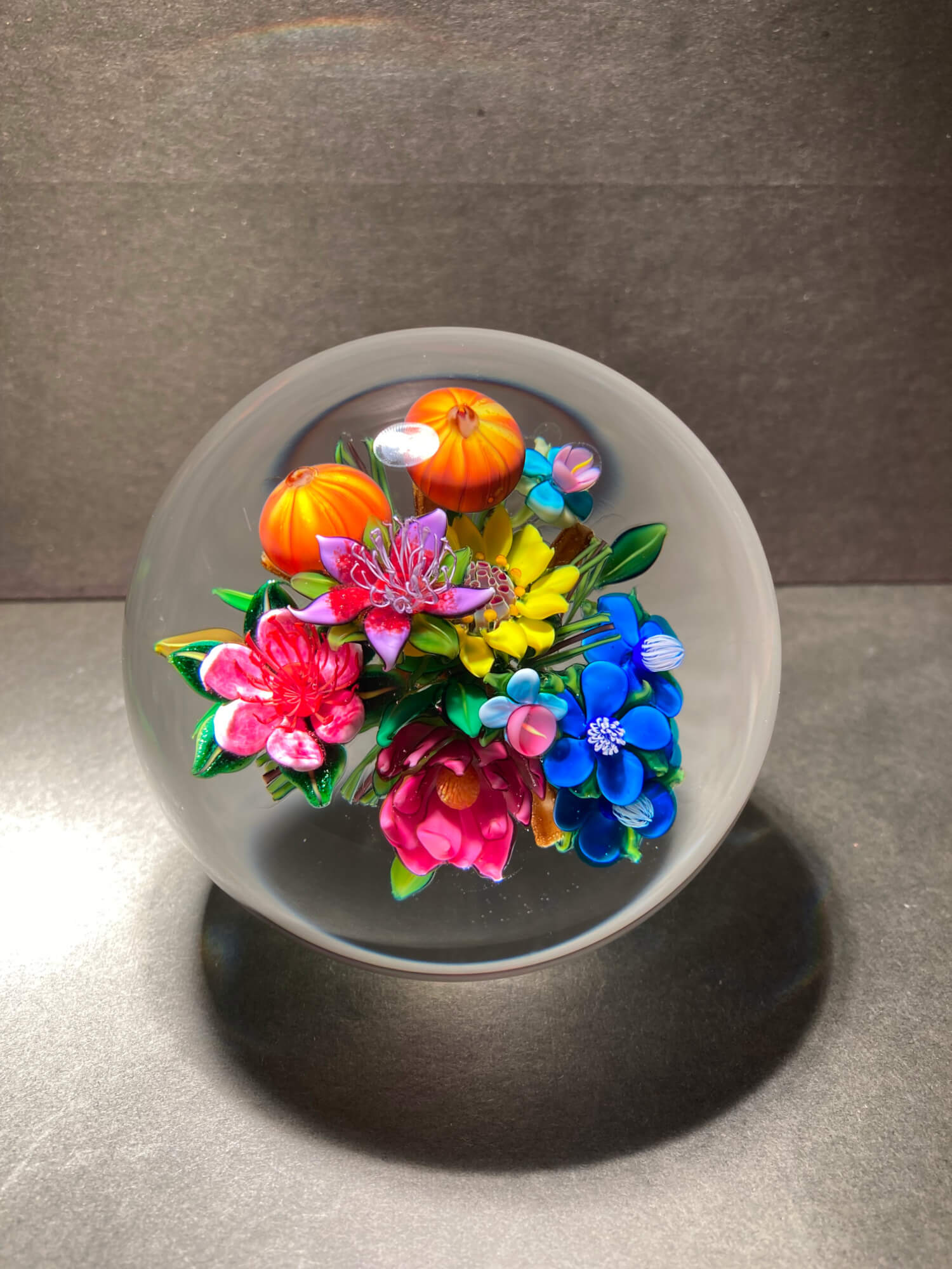 Mini Pumpkin Bouquet glass paperweight by Ken Rosenfeld