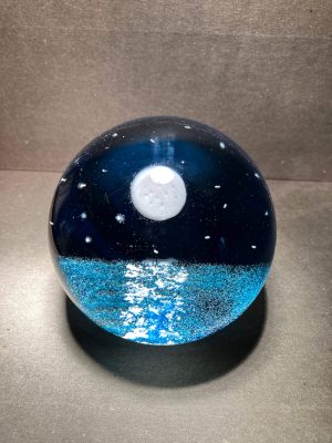 "Midnight Reflection" glass paperweight by Ken Rosenfeld