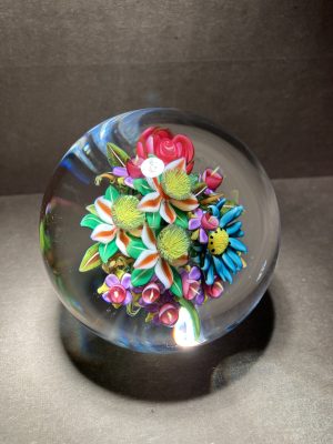 "New Bouquet" glass paperweight by Ken Rosenfeld