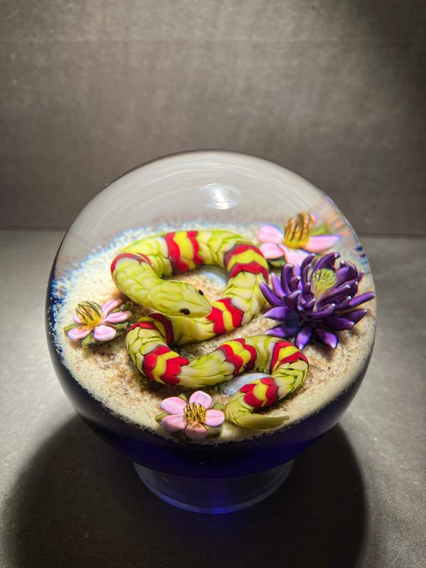 "Snake Sphere" glass paperweight by Ken Rosenfeld